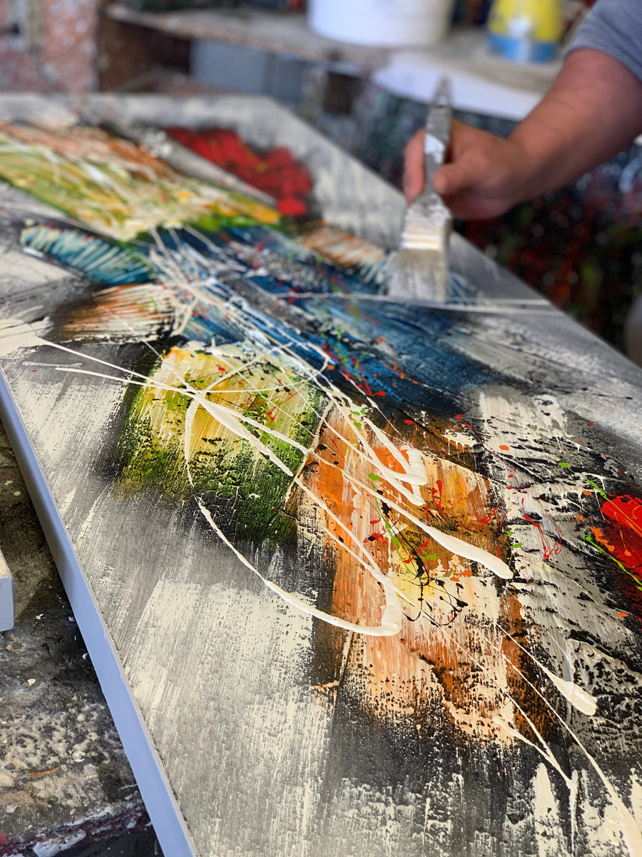 Spachtel-Acryl Technik - Einzelstücke aus dem Münsterland. Hier zu sehen: der Finishing Prozess