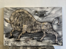 Lade das Bild in den Galerie-Viewer, Heavy Bull Silver - Einzelstück aus Spachtel- und Acryltechnik auf edler Leinwand - 160 x 90cm
