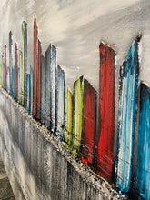 Lade das Bild in den Galerie-Viewer, Abstrakte Skyline am Meer - Einzelstück aus Spachtel- und Acryltechnik auf edler Leinwand - 135 x 60cm
