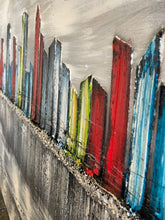 Lade das Bild in den Galerie-Viewer, Abstrakte Skyline am Meer - Einzelstück aus Spachtel- und Acryltechnik auf edler Leinwand - 135 x 60cm
