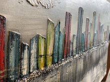 Lade das Bild in den Galerie-Viewer, Abstrakte Skyline am Meer - Einzelstück aus Spachtel- und Acryltechnik auf edler Leinwand - 135 x 60cm
