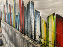 Lade das Bild in den Galerie-Viewer, Abstrakte Skyline am Meer - Einzelstück aus Spachtel- und Acryltechnik auf edler Leinwand - 135 x 60cm
